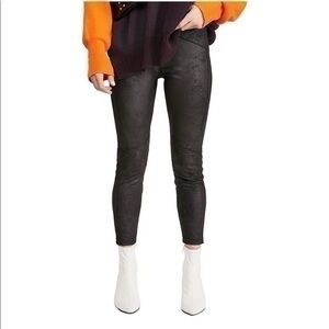 Free People Black Midnight Vegan Suede Stretchy Pants Small
